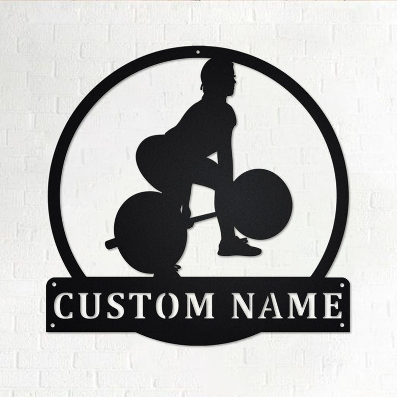 Custom Powerlifting Girl Metal Wall Art, Personalized Powerlifting Name Sign Decoration For Room, Powerlifting Metal Home Decor,Powerlifting