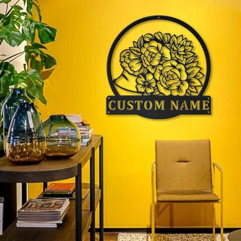 Personalized Floral Hedgehog Monogram Metal Sign Art , Custom Floral Hedgehog Metal Sign, Hedgehog Lover Sign Decoration For Living Room