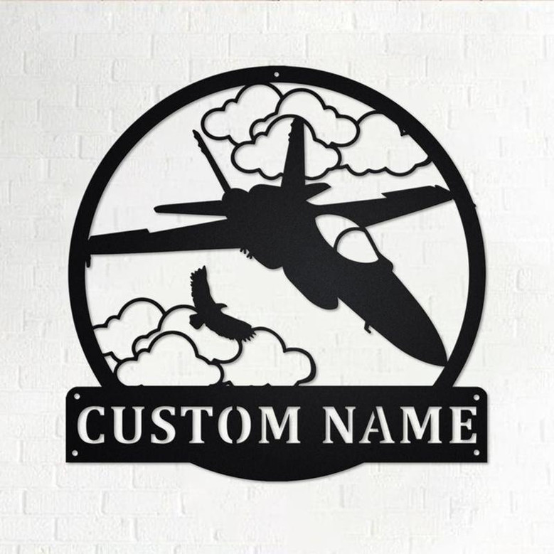 Custom Jet Fighter Metal Wall Art, Personalized Jet Fighter Name Sign Decoration For Room, Jet Fighter Metal Home Decor, Custom Jet Fighter