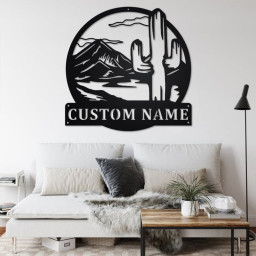 Custom Cactus Moutain Metal Wall Art, Personalized Cactus Name Sign Decoration For Room, Cactus Home Decor, Custom Cactus Moutain, Cactus