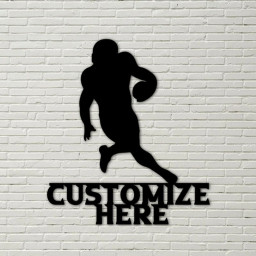 Metal Football Player Sign, Personalized Gift, Football Runner, Metal Football Wall Decor