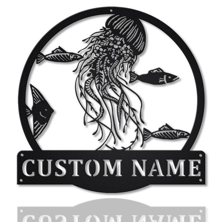 Personalized Jellyfish MonogramMetal Sign Art | Custom Jellyfish Monogram Metal Sign | Jellyfish Gifts | Decor Decoration