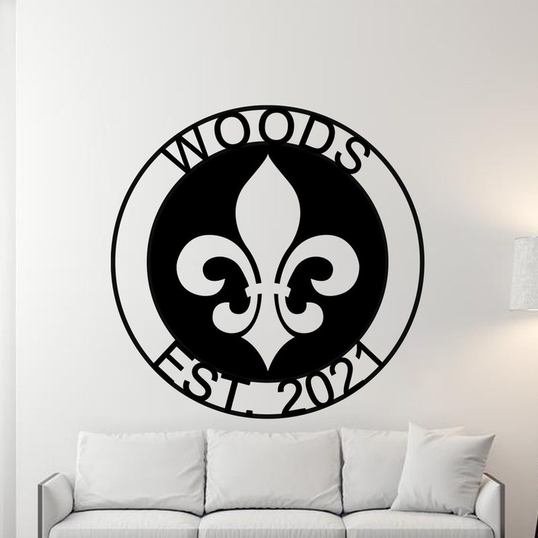 Mothers day gift, Personalized Mothers day Gift, Gift for Mom, Fleur-De-Lis Circle Monogram, Fleur De Lis Customized Sign, Wall Mount