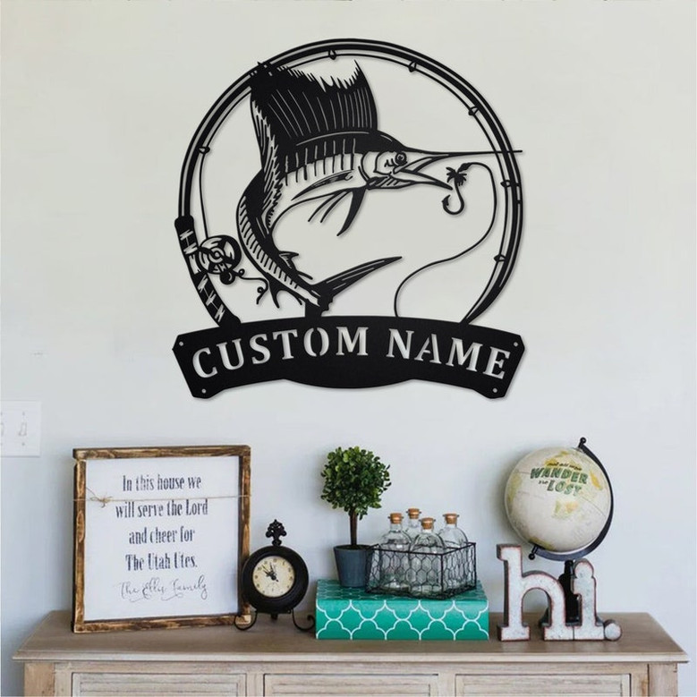 Personalized Sailfish Fish Metal Sign | Fishing Metal Wall Art | Fishing Metal wall Decor | Fishing Lover | Custom Fishing | Fishman