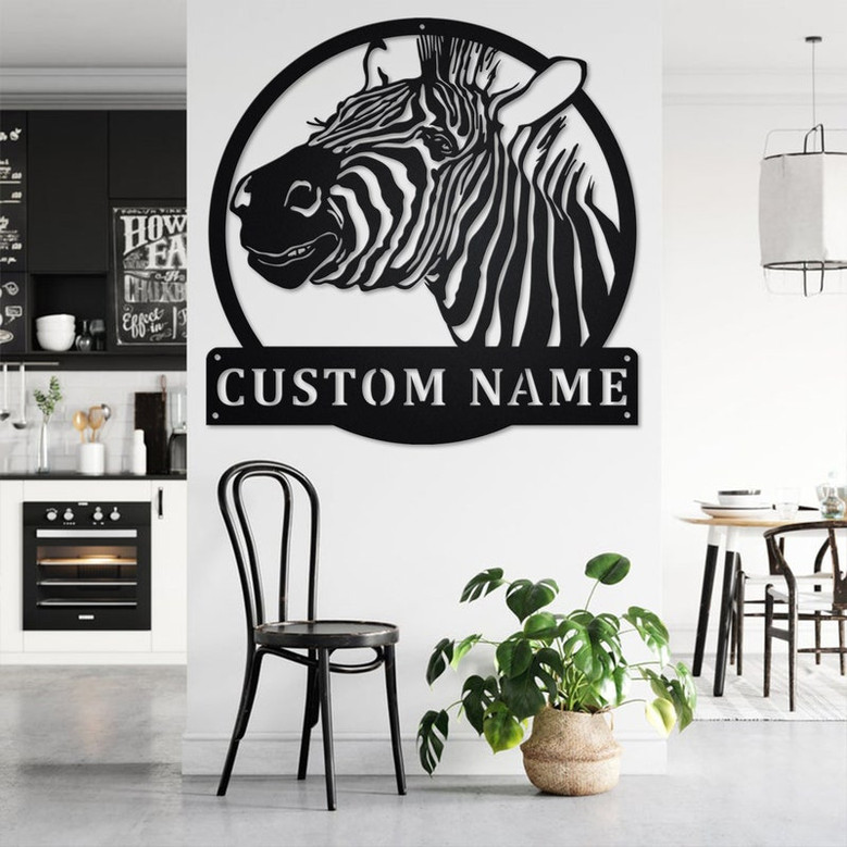 Custom Zebra Metal Wall Art, Personalized Zebra Name Sign Decoration For Room, Zebra Metal Home Decor, Custom Zebra, Zebra Metal Wall Decor