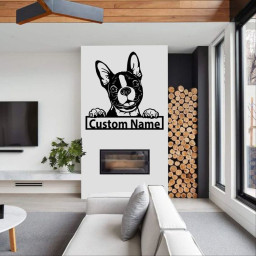Personalized Boston Terrier Dog Metal Sign | Boston Terrier Metal Wall Art | Office Wall Art | Housewarming Outdoor Metal Sign