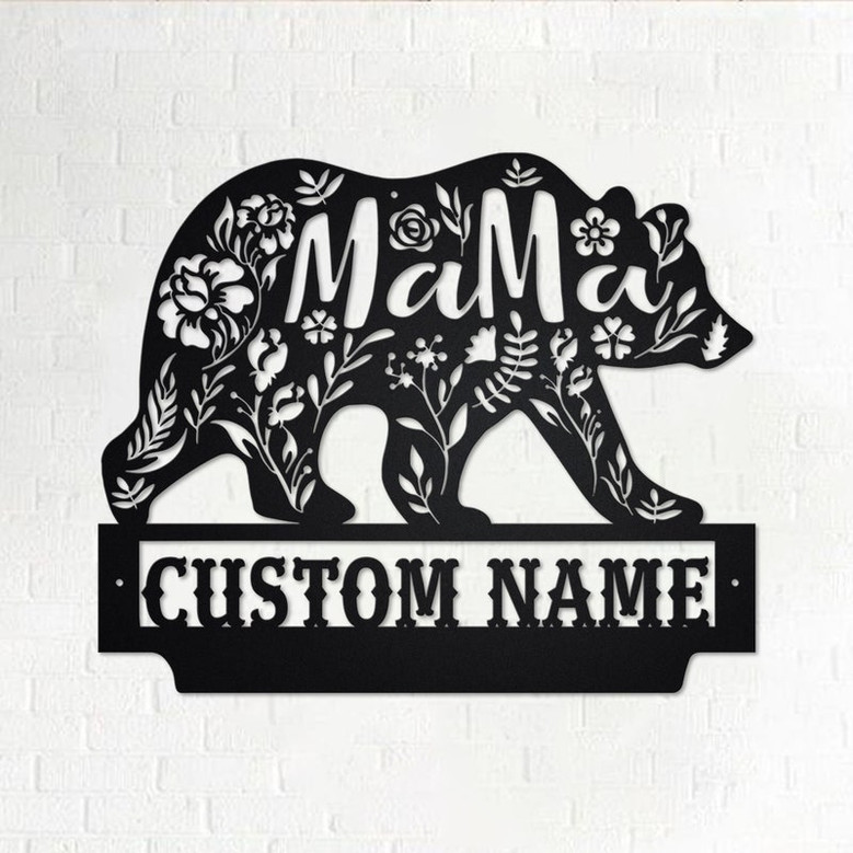 Custom Mama Bear Metal Wall Art, Personalized Mama Bear Name Sign Decoration For Room, Mama Bear Metal Home Decor, Custom Mama Bear