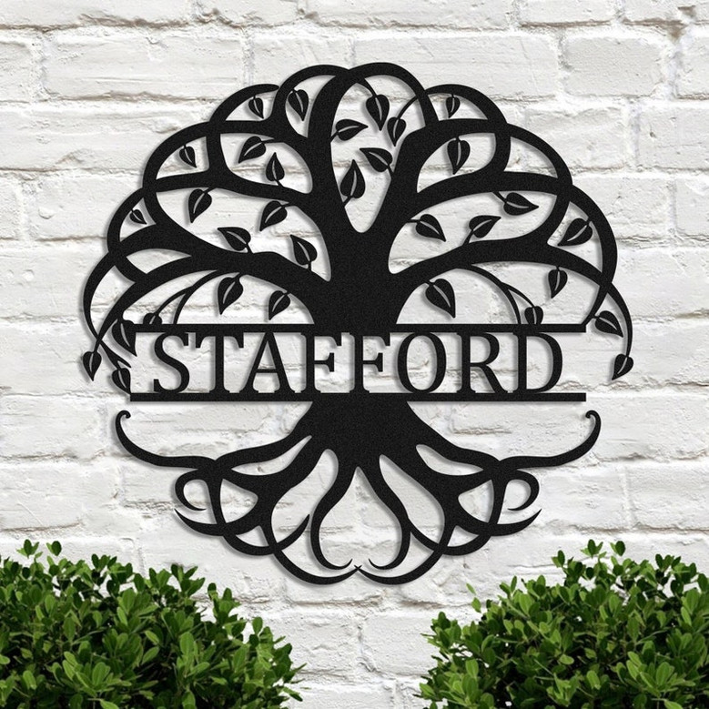 Personalized Tree of Life Metal Sign Custom Metal Family Last Name Tree Sign Metal Wall Art Front Door Decor Housewarming Gift Wedding Gift