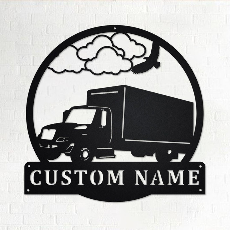 Custom Box Truck Metal Wall Art, Personalized Truck Driver Name Sign Decoration For Room, Box Truck Home Decor, Custom Truck Driver,Trucker
