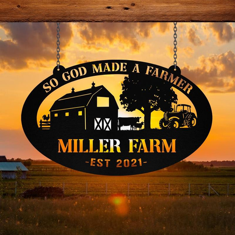 Personalized Metal Farm Sign Barn Cow Rooster Monogram Custom Outdoor Farmhouse Entry Road Front Gate Wall Decor Gift