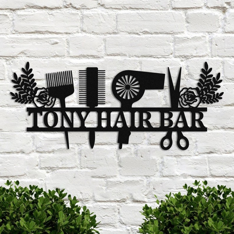 Personalized Metal Hair Stylist Name Sign, Custom Hairstylist Business Name Sign, Hair Salon Wall Art, Hair Salon Gift, Hair Stylist Gift