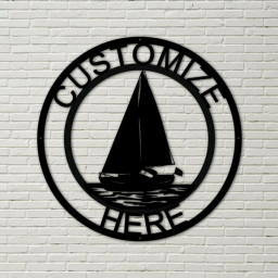 Customizable Metal Sailboat Sign, Sailboat Decoration, Personalized Metal Watersports Sign, Beach Decor, Boat Sign