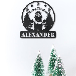 Custom Christmas Snowman Wall Art, Personalized Snowman Metal Sign, Snowman Door Hanger Sign, Housewarming Gifts
