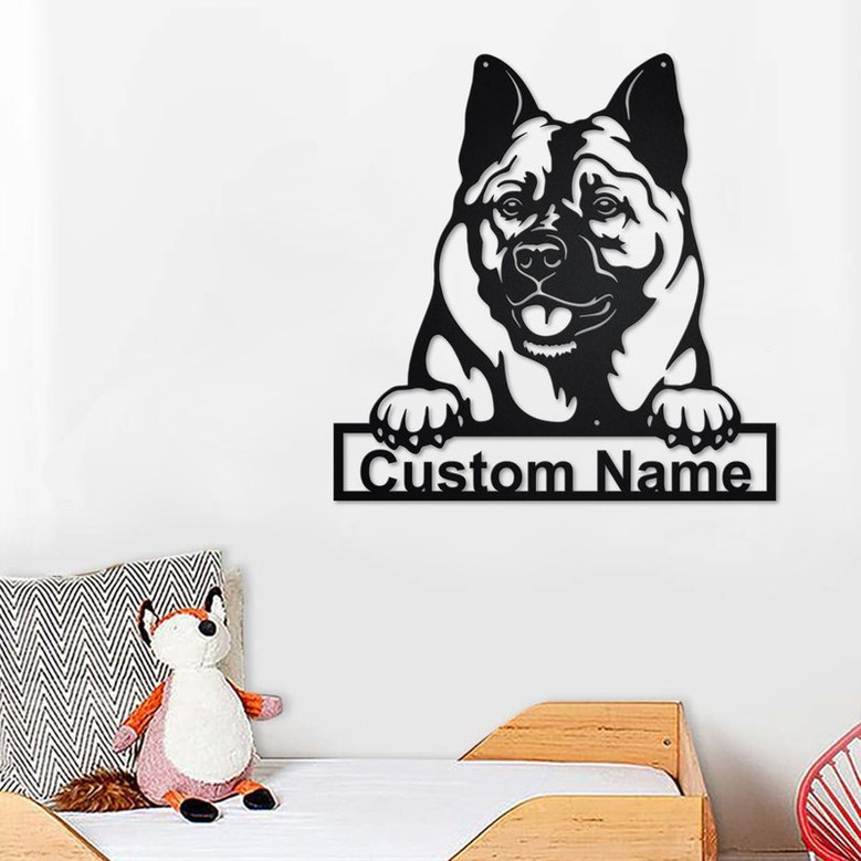 Custom Norwegian Elkhound Dog Metal Wall Art, Personalized Norwegian Elkhound Name Sign Decoration For Room, Norwegian Elkhound Home Decor