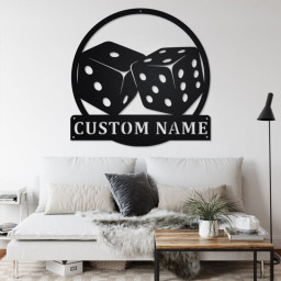Custom Game Dice Metal Wall Art, Personalized Game Dice Name Sign Decoration For Room, Game Dice Metal Home Decor, Custom Game Dice