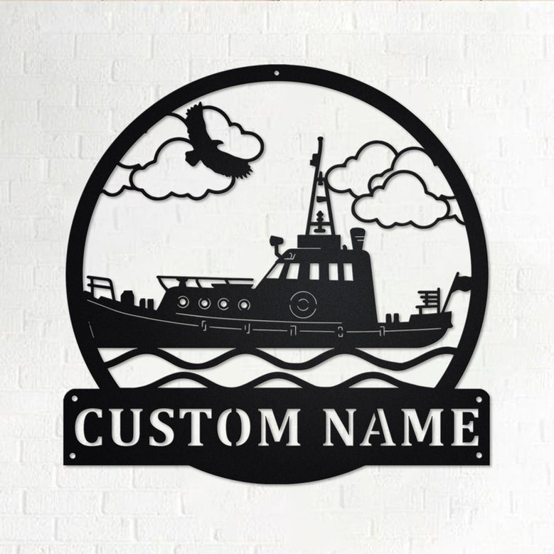 Custom Tugboat Metal Wall Art, Personalized Tugboat Name Sign Decoration For Room, Tugboat Metal Home Decor, Custom Tugboat