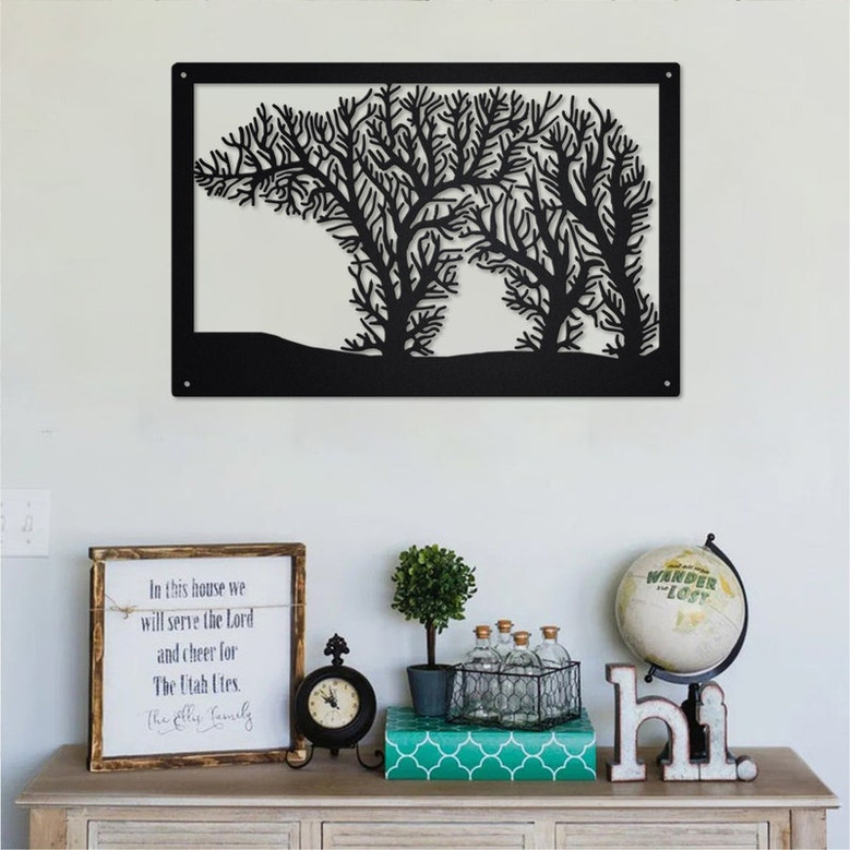 Bear Tree Metal Sign | Bear Tree Metal Wall Art | Bear Tree Metal wall Decor | Bear Lover Gift | Bear Tree Decor | Bear Decor