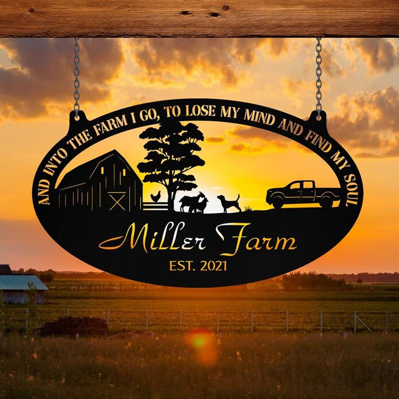 Personalized Metal Farm Sign Barn Goat Dog Rooster Monogram Custom Outdoor Farmhouse Entry Road Front Gate Wall Decor Gift