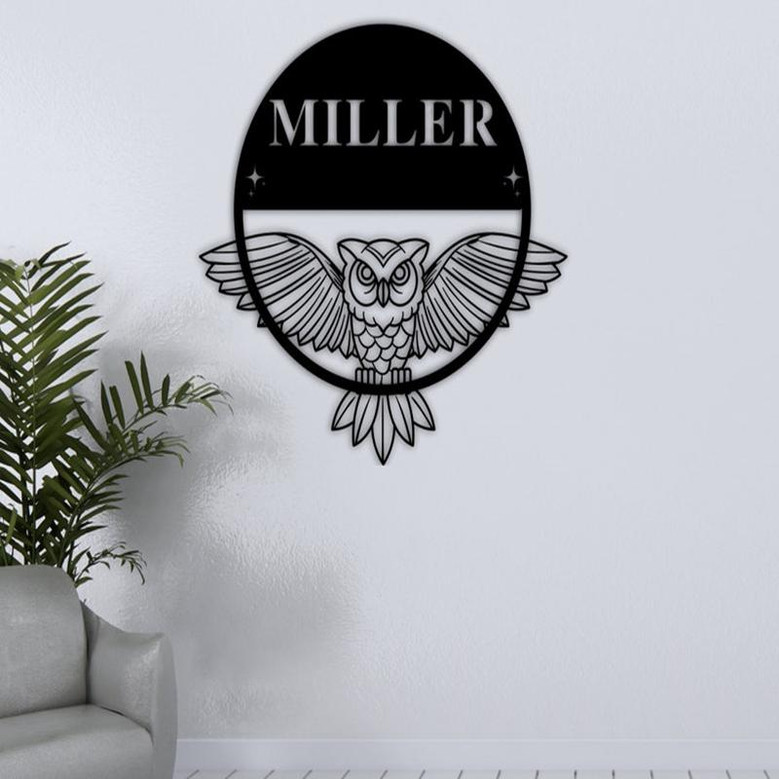 Metal Owl Name Sign, Owl Metal Sign, Owl Sign, Animal Metal Sign, Personalized Sign, Last Name Sign, Metal Wall Decor, Owl, Custom sign,gift