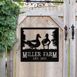 Personalized Metal Farm Sign Duck Monogram Custom Outdoor Farmhouse Front Gate Ranch Stable Wall Decor Art Gift