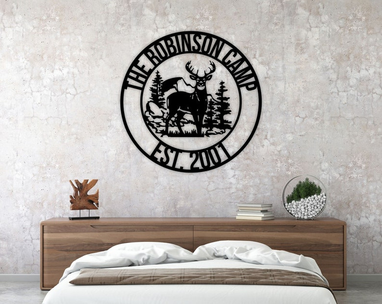 Deer Camp Sign-NEW Deer Antler Decor-Deer Hunter Gift-Deer Camp Sign-Christmas Gift For Him-Deer Name Metal Sign-Fathers Day Gift