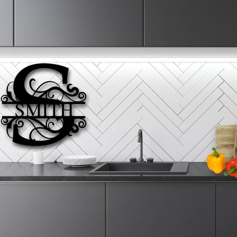 Personalized Family Name Metal Sign, Housewarming Gift, Metal Monogram Sign, Door Hanger, Last Name Sign, Metal Wall Art, Wedding Gift