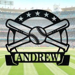 Personalized Cut Metal Sign Baseball Name, Custom Laser Cut Metal Signs, Metal Cut Out Signs Baseball