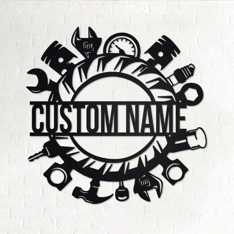 Custom Wrench Mechanic Metal Wall Art, Personalized Mechanic Name Sign Decoration For Room, Mechanic Metal Home Decor, Custom Mechanic