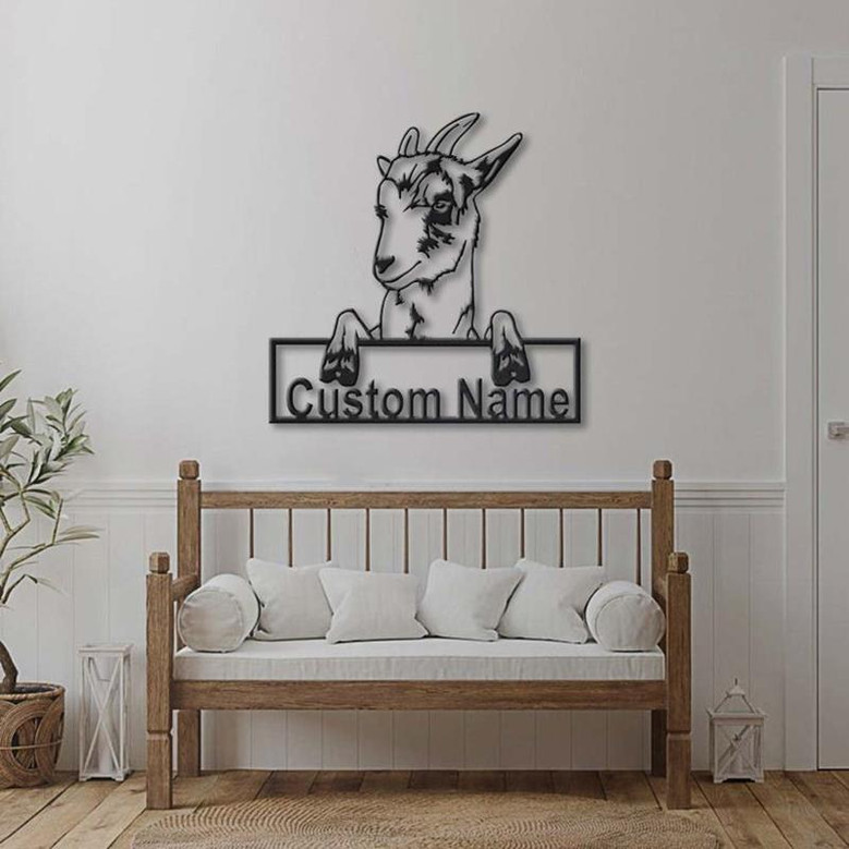 Personalized Goat Farm Monogram Metal Sign Art , Custom Goat Farmer Metal Sign