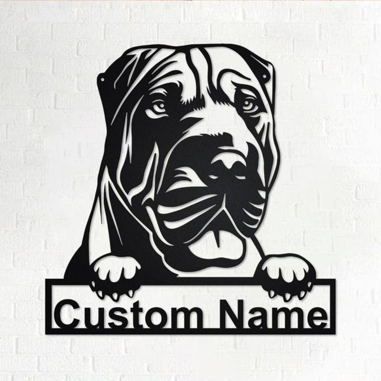Custom Shar Pei Dog Metal Wall Art, Personalized Shar Pei Dog Name Sign Decoration For Room, Shar Pei Dog Home Decor, Custom Dog, Shar Pei