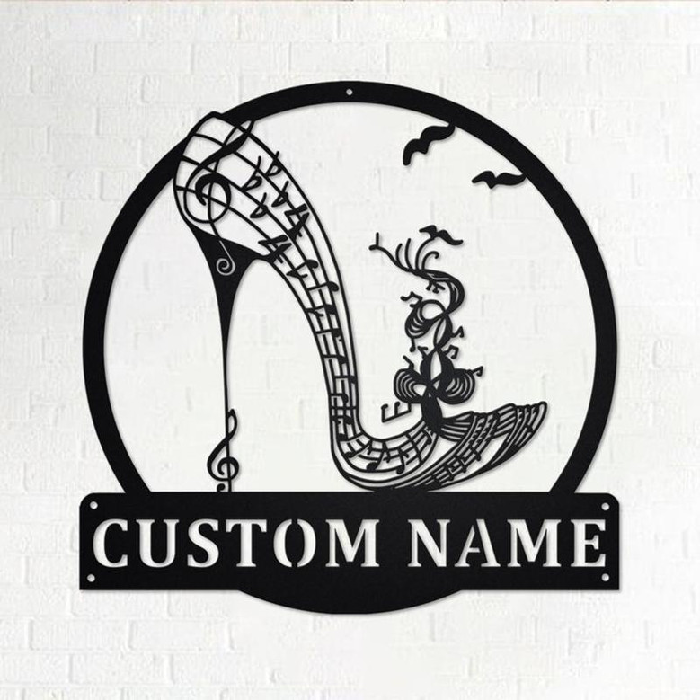 Custom Music High Heel Shoe Metal Wall Art, Personalized Music High Heel Shoe Name Sign Decoration For Room, Music High Heel Shoe Home Decor