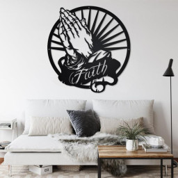 Praying Hands Metal Wall Art, Praying Hands Decoration For Room, Praying Hands Home Decor, Praying Hands Faith Metal Sign, Faith Metal Decor