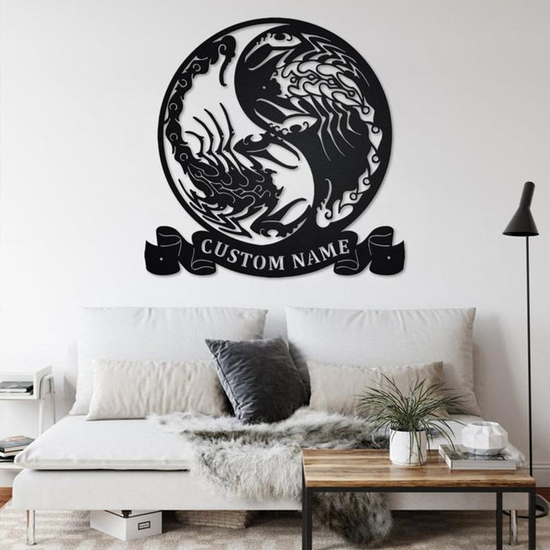 Custom Yin Yang Scorpions Metal Wall Art, Personalized Scorpions Name Sign Decoration For Room, Scorpions Home Decor, Custom Scorpions