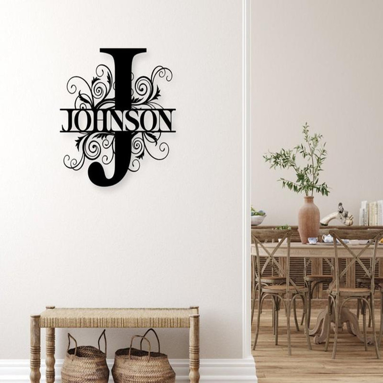 Personalized Family Name Metal Sign, Metal Monogram Sign, Last Name Sign, Wedding Gift, Metal Established Family Sign, Door Hanger, Initial