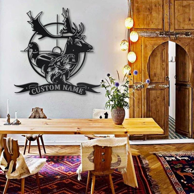 Personalized Deer Duck Fish Hunting Metal Sign Art | Metal Wall Art | Hunting Camp Sign | Hunting Housewarming Outdoor Metal Sign