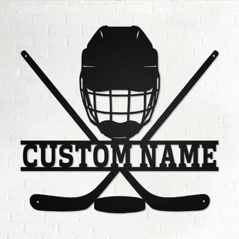 Custom Hockey Metal Wall Art, Personalized Hockey Name Sign Decoration For Room, Hockey Metal Sign, Hockey Home Decor