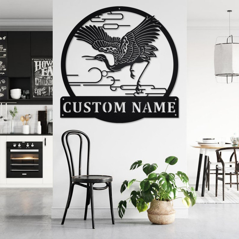 Custom Crane Bird Metal Wall Art, Personalized Crane Name Sign Decoration For Room, Crane Home Decor, Custom Crane, Crane Animal Lover