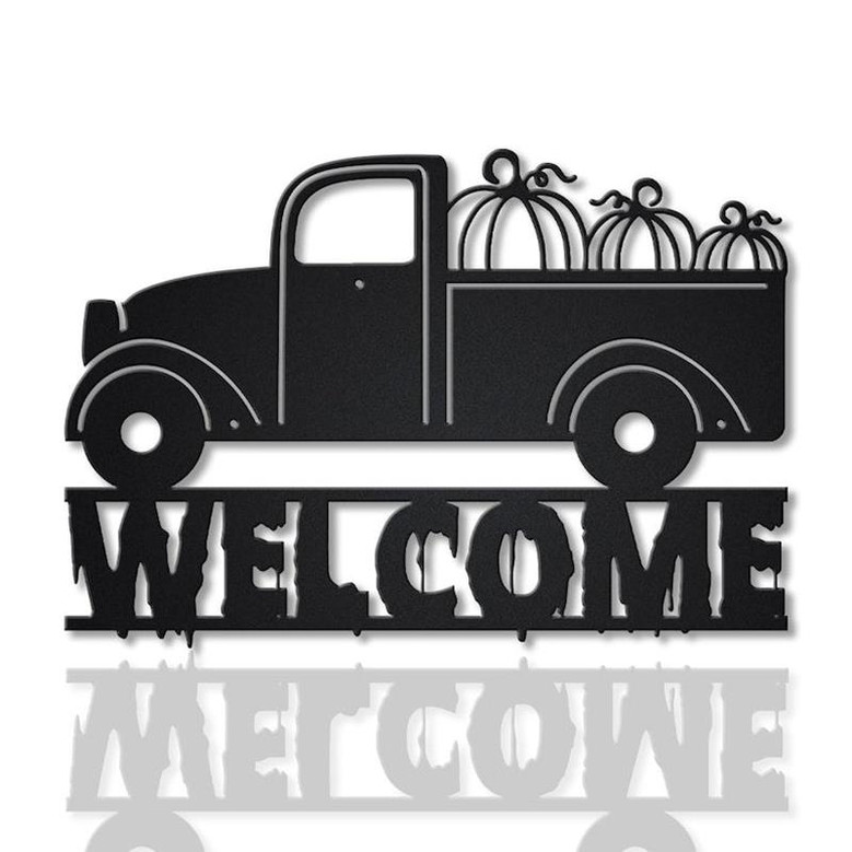 Personalized Pumpkin Truck Metal Sign, Custom Pumpkin Truck Halloween Metal Sign, Custom Pumpkin Truck Home Decor