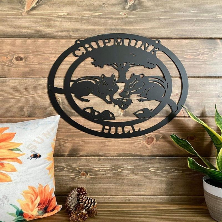 Personalized Chipmunk Sign Last Name Established Sign Woodland Creature Sign Rustic Farmhouse Decor Chipmunk Sign Christmas Gift