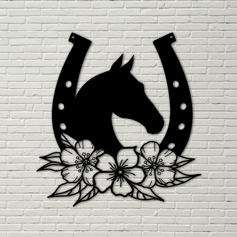 Horse Head Horseshoe - Metal Sign horse, metal sign, farmhouse sign, gifts, horse lover, farm sign, gifts for him, barrel racing