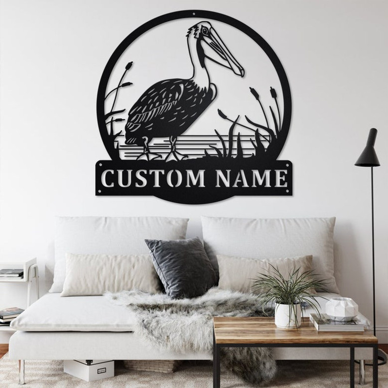 Custom Pelican Metal Wall Art, Personalized Pelican Name Sign Decoration For Room, Pelican Metal Home Decor, Custom Pelican, Pelican Animals