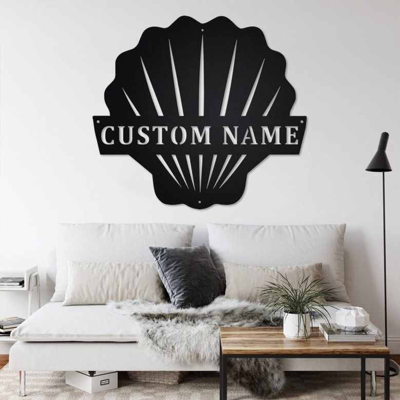 Custom SeaShell Metal Wall Art, Personalized SeaShell Name Sign Decoration For Room, SeaShell Metal Home Decor, Custom SeaShell, SeaShell