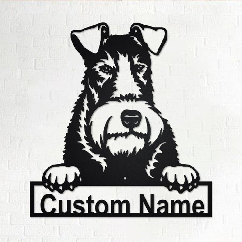 Custom Wire Fox Terrier Dog Metal Wall Art, Personalized Wire Fox Terrier Name Sign Decoration For Room, Wire Fox Terrier Home Decor