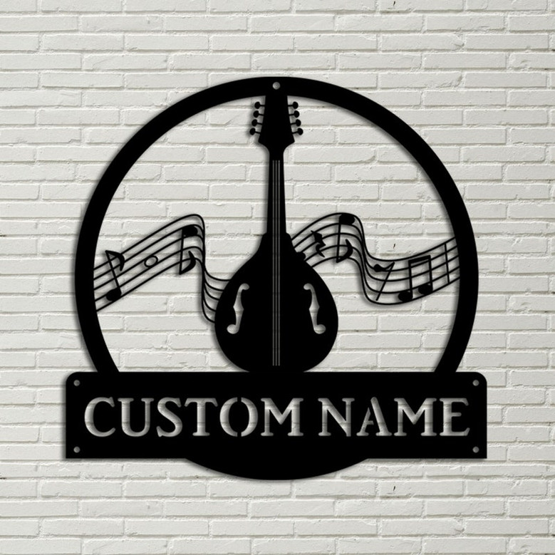 Personalized Mandolin Monogram Metal Sign Art Custom Mandolin Metal Sign Mandolin Gifts For Gift Musical Instrument Gift