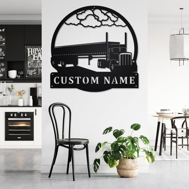 Custom Side Dump Truck Metal Wall Art, Personalized Truck Driver Name Sign Decoration For Room, Side Dump Truck Home Decor, Trucker Gift