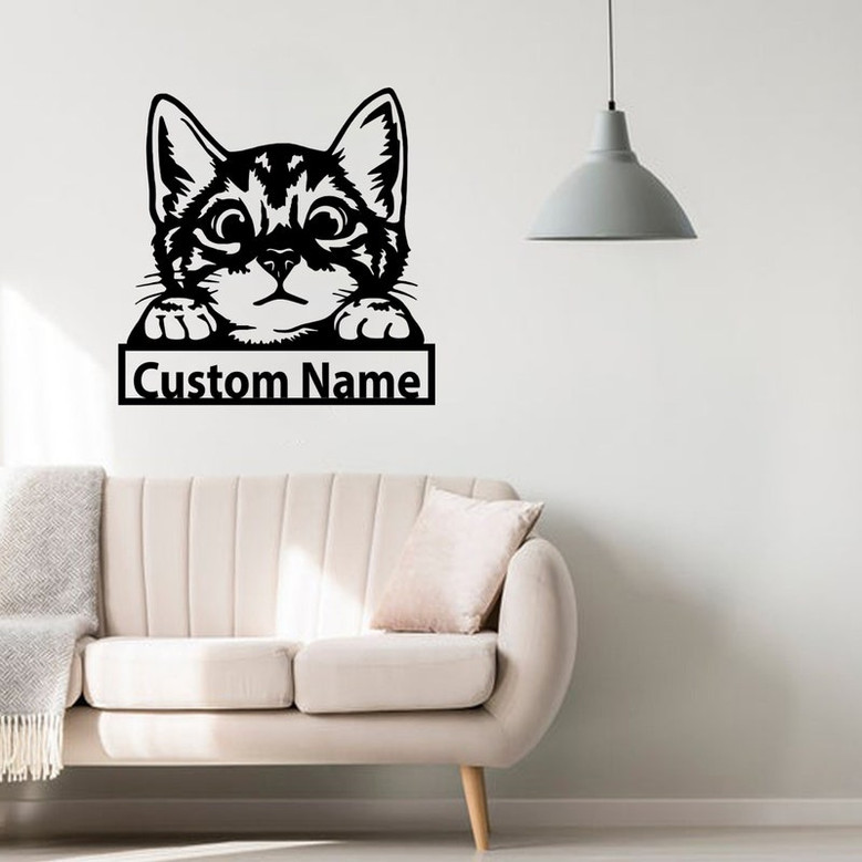 Personalized Cute Cat Metal Sign | Metal Wall Art | Cat Decor | Office Wall Art | Housewarming Outdoor Metal Sign | Gifts Cat Lover