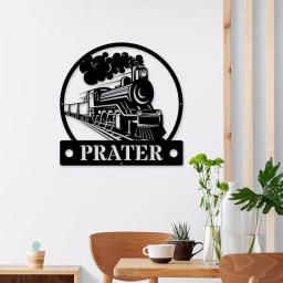Personalized Metal Train, Custom Railroad Train Metal Artwork, Rail Track, Locomotive Sign, Train Room Decor