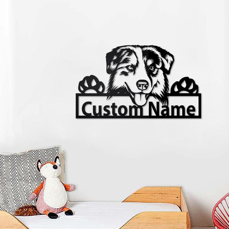 Personalized Australian Shepherd Metal Sign | Australian Shepherd Metal Wall Art | Dog Metal Sign | Australian Shepherd Lover Gift| Dog Gift