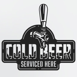 Cold Beer Serviced Here Beer Sign, Metal Bar Decor