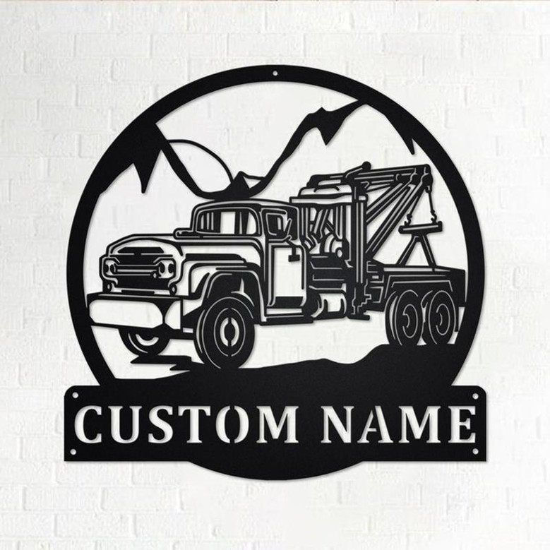 Custom Tow Truck Metal Wall Art, Personalized Tow Truck Name Sign Decoration For Room, Tow Truck Metal Home Decor, Custom Tow Truck